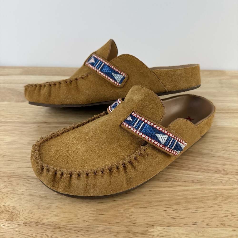 Xirena Suede Beaded Moc Mule Womens 36 Tan Slip-On Comfort Shoe $285